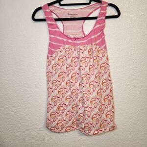 Jasmine & Ginger Pink and White Tank Top with Paisley Design size S y2k